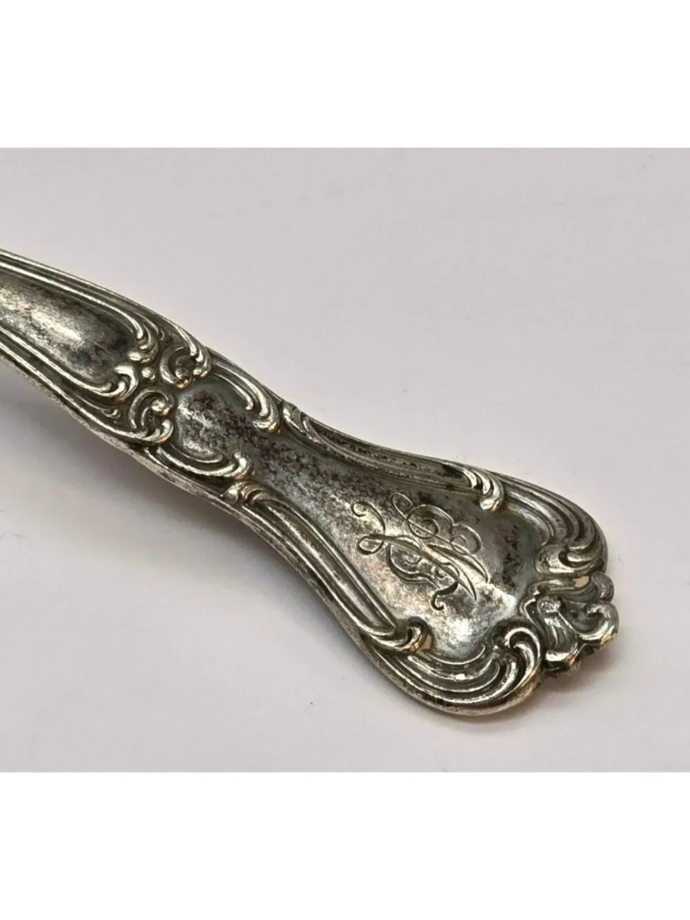 Vintage Sterling Silver Gravy Ladle Ornate Monogrammed Floral Handle 6